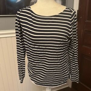Boden Women’s Cotton Long Sleeve Black White Striped Top Size 8 (US)
